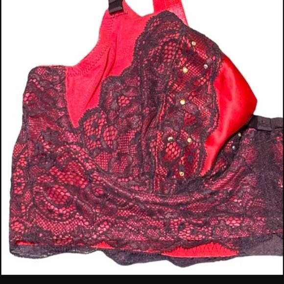 NWT 34C Adore Me Hot Pink / Fuschia Purple Rhinestone Lace Unpadded Bra NWT 36C - Picture 3 of 6